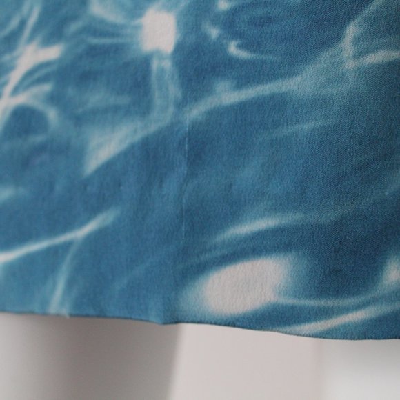 Akris Punto Water Print High Neck Silk Dress Blue White Size US 4 - Picture 10 of 11
